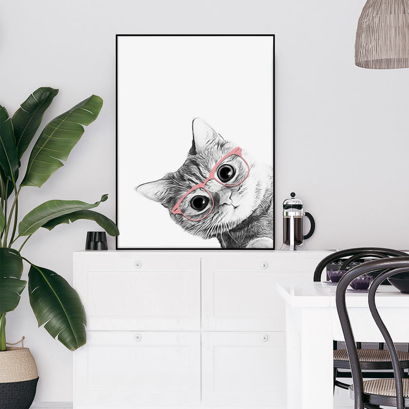 Wall Art - Cat With Glasses - Canvas Prints-Poster Prints