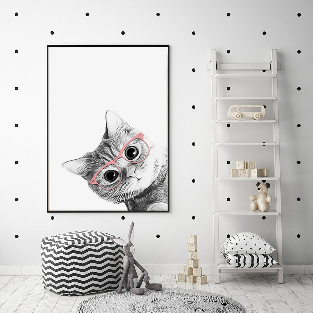 Wall Art - Cat With Glasses - Canvas Prints-Poster Prints