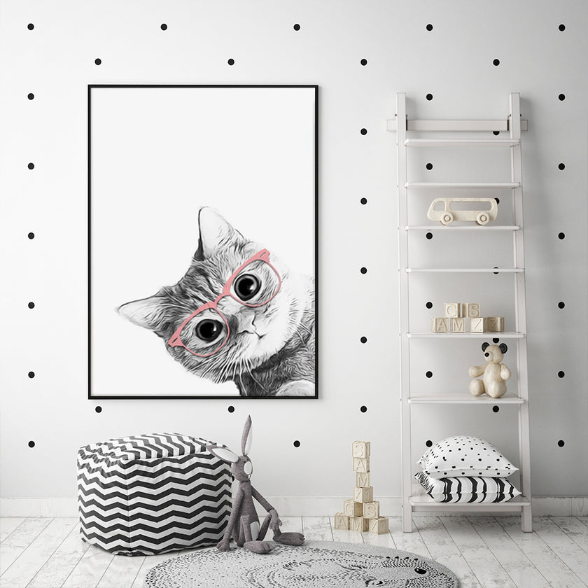 Wall Art - Cat With Glasses - Canvas Prints-Poster Prints