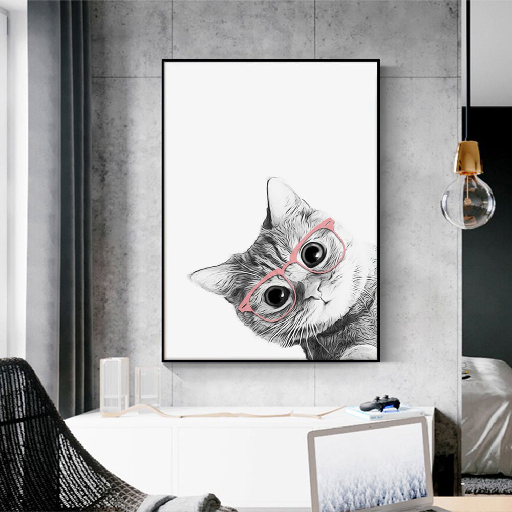 Wall Art - Cat With Glasses - Canvas Prints-Poster Prints