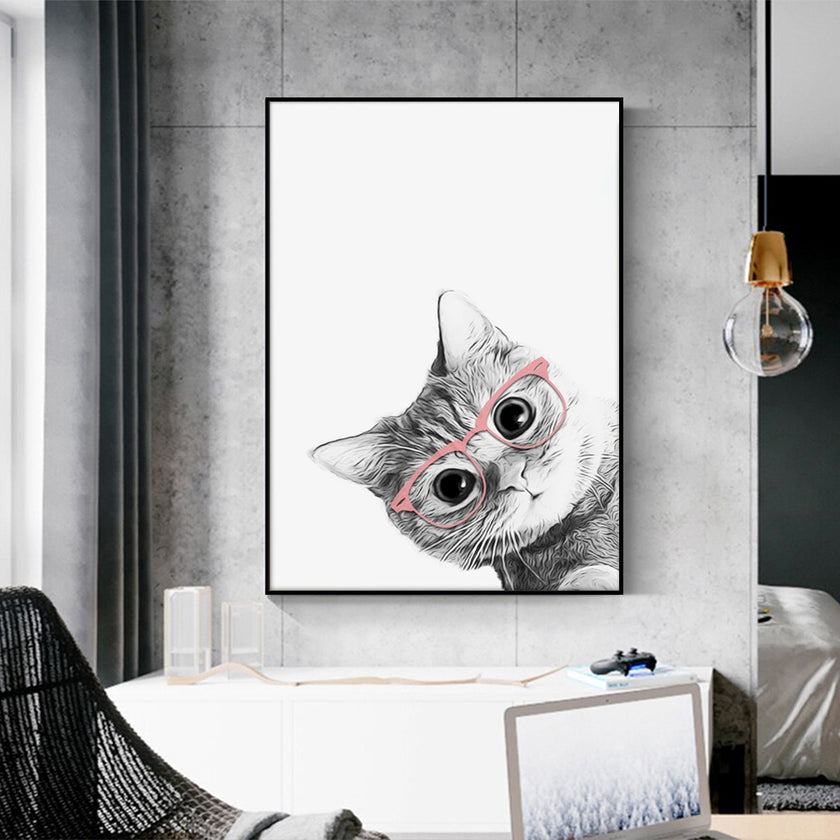 Wall Art - Cat With Glasses - Canvas Prints-Poster Prints
