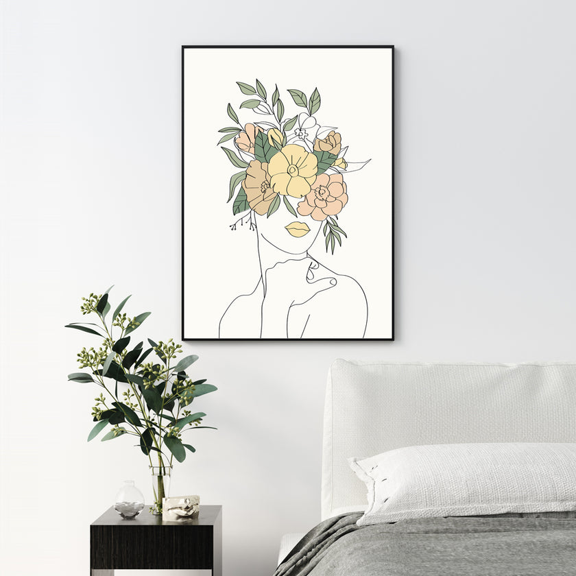 Wall art - Line Art Girl 2 sets- Canvas Prints- Poster Prints
