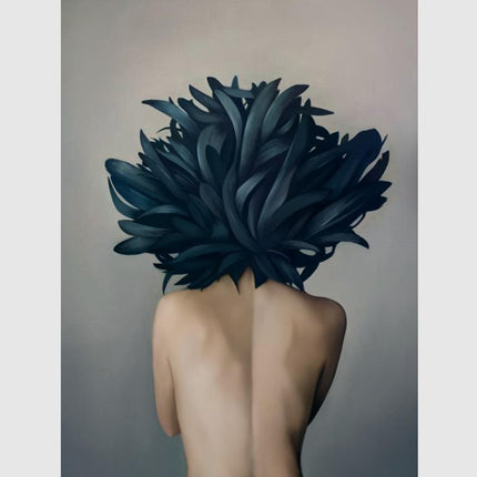 Wall art - Girl with dark feather - Canvas Prints - Poster Prints