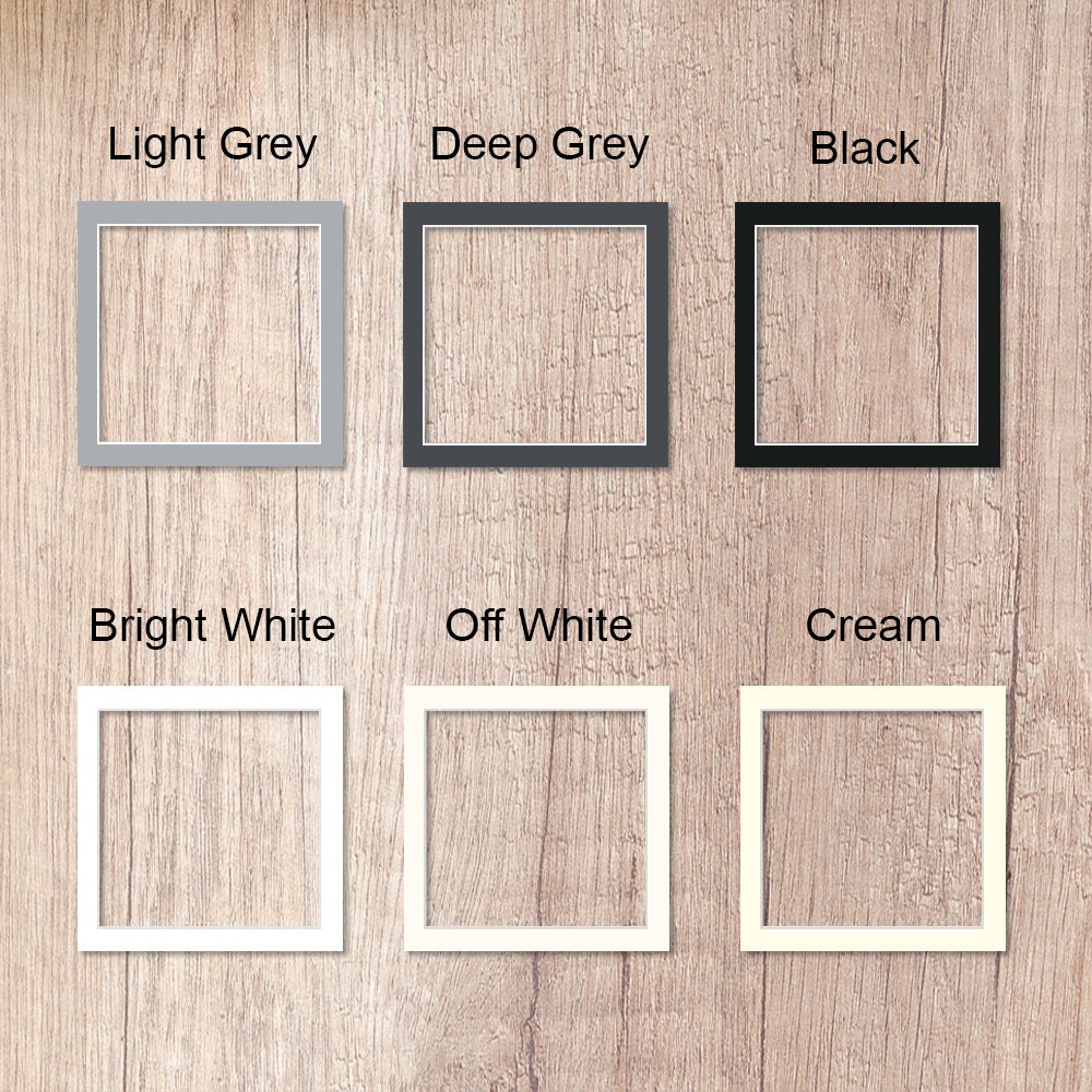 Pre-Cut Square Matboards, Frame Matboard with Window, White, Grey, Black, 16 inches, 20 inches, 24 inches,  Custom Size Available