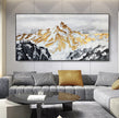 Rolled canvas, Large Original Golden Mountain Oil Painting on Canvas, Abstract Gold Foil Mountain Painting, Living Room Home Wall Art