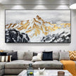 Rolled canvas, Large Original Golden Mountain Oil Painting on Canvas, Abstract Gold Foil Mountain Painting, Living Room Home Wall Art