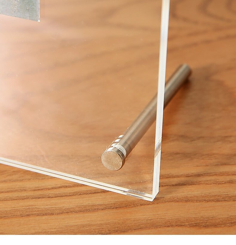 Clear Acrylic Visiable Photo Frame, A3 A4 A5 A6 Picture Frame, Artwork Award Display,Advertising Sign with Aluminum Stand leg Personalized