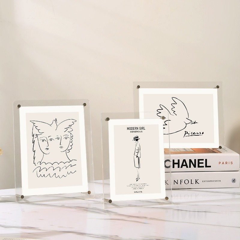 Clear Acrylic Visiable Photo Frame, A3 A4 A5 A6 Picture Frame, Artwork Award Display,Advertising Sign with Aluminum Stand leg Personalized