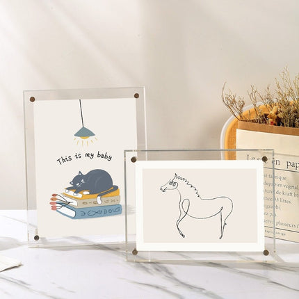 Clear Acrylic Visiable Photo Frame, A3 A4 A5 A6 Picture Frame, Artwork Award Display,Advertising Sign with Aluminum Stand leg Personalized