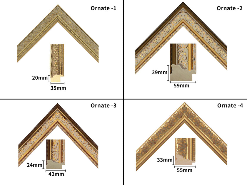 Gold Wooden Frame Timber Wood Picture Handmade Frames for Photo and Art -  A3 A2, 8x10