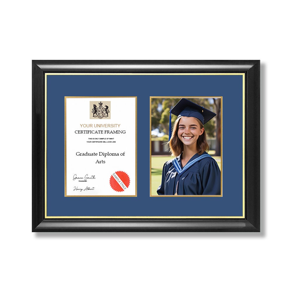 Handmade Certificate Framing with Double Mat, Customized Timber Certificate, Two A4 Windows, Ready to Hang