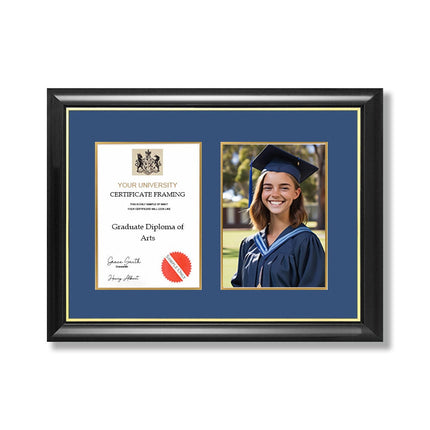 Handmade Certificate Framing with Double Mat, Customized Timber Certificate, Two A4 Windows, Ready to Hang