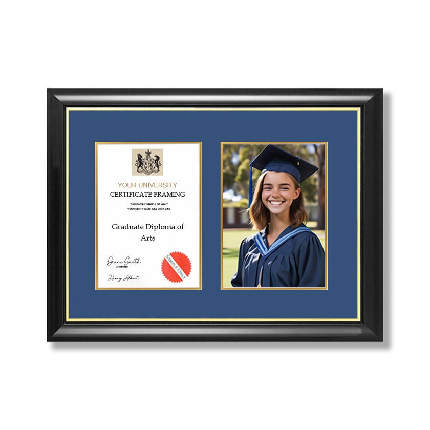 Handmade Certificate Framing with Double Mat, Customized Timber Certificate, Two A4 Windows, Ready to Hang