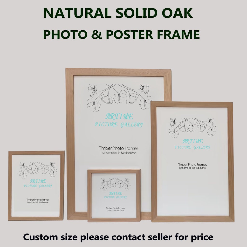 Handmade Photo Frame, Australian Oak Frame Wall Art, Custom Size Natural Oak Frame, Ready to Hang,personalized gifts for wall art, home deco