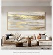 Hand painting Large Abstract Golden clouds golden sky Oil Painting on Canvas, Original Gold Foil Texture Acrylic Painting Modern Rolled art