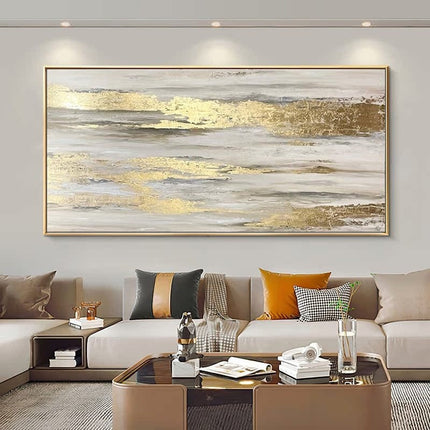 Hand painting Large Abstract Golden clouds golden sky Oil Painting on Canvas, Original Gold Foil Texture Acrylic Painting Modern Rolled art