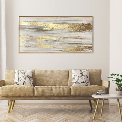 Hand painting Large Abstract Golden clouds golden sky Oil Painting on Canvas, Original Gold Foil Texture Acrylic Painting Modern Rolled art
