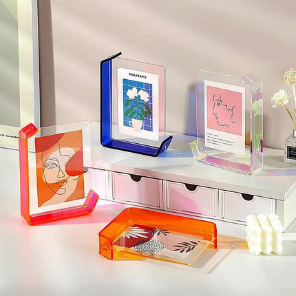 Colorful acrylic picture photo frame,Double-sided display, poster photo frame, home hanging color decoration,  L-shap photo frame,6