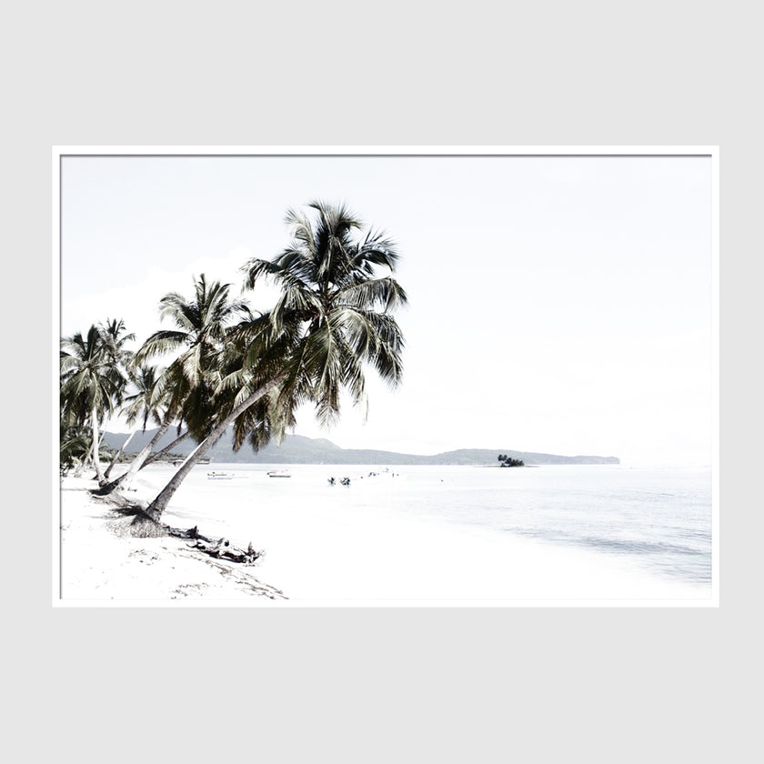 Landscape art prints -Coconut tree leaves and the beach(white series)- PHOTO ART PRINTS- Poster Prints -Canvas Prints