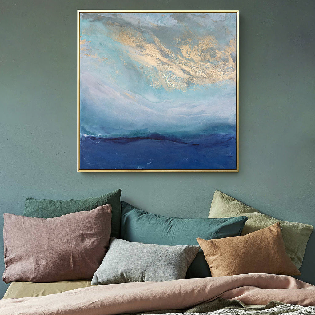 Wall Art - Abstract gold blue square size - Canvas Prints-Poster Prints