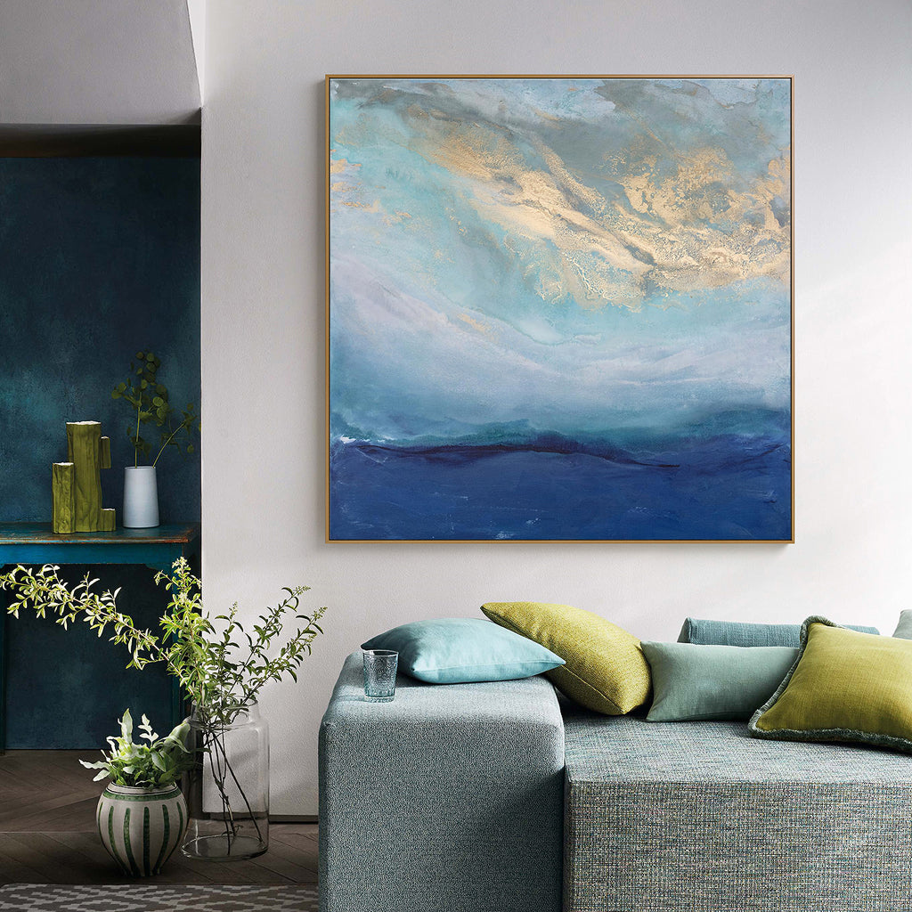 Wall Art - Abstract gold blue square size - Canvas Prints-Poster Prints