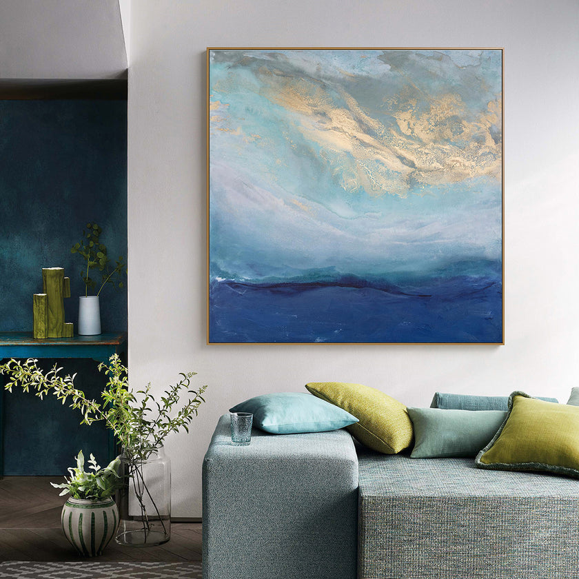 Wall Art - Abstract gold blue square size - Canvas Prints-Poster Prints