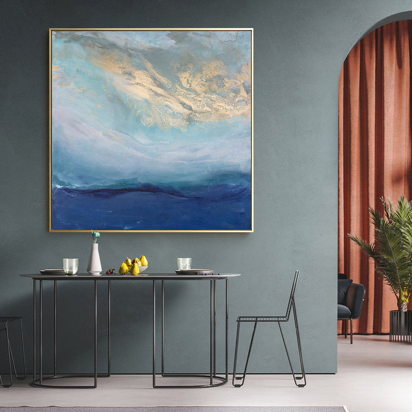 Wall Art - Abstract gold blue square size - Canvas Prints-Poster Prints