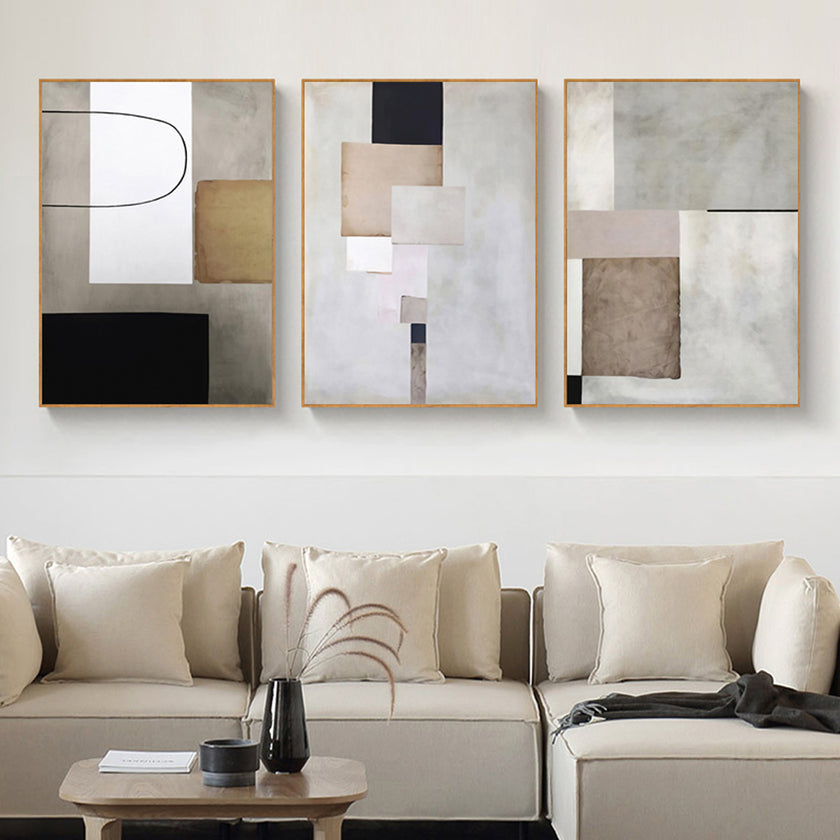 Wall Art prints - Abstract light grey series 3 sets - Poster Prints -Canvas Prints
