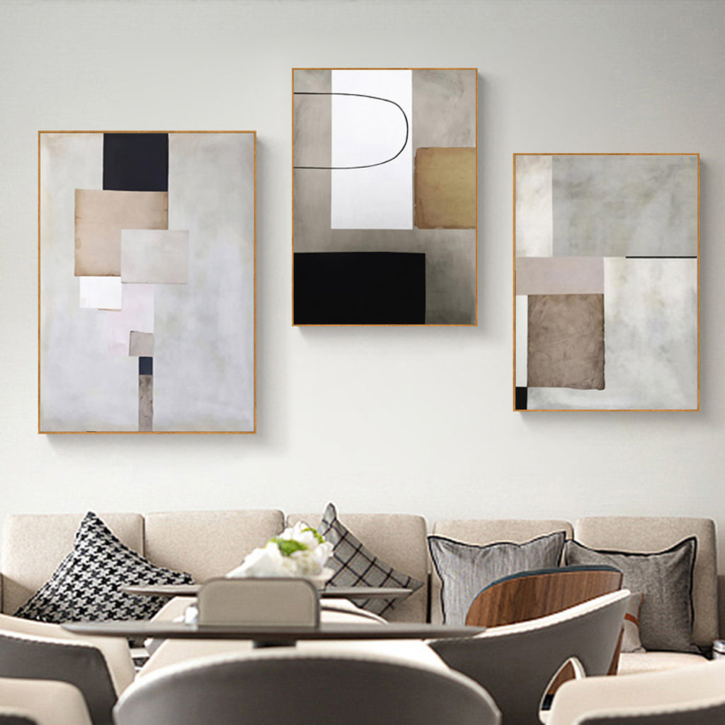 Wall Art prints - Abstract light grey series 3 sets - Poster Prints -Canvas Prints