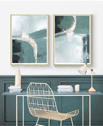 Wall art - Pink And Mint  2 sets- Canvas Prints- Poster Prints