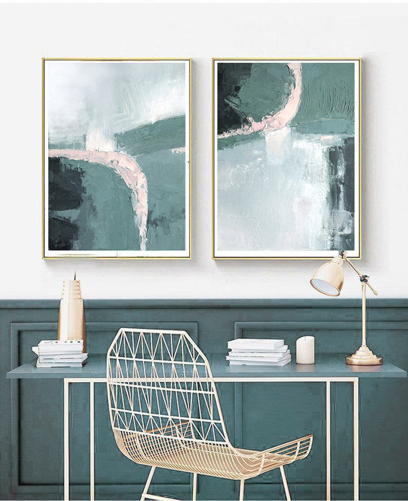 Wall art - Pink And Mint  2 sets- Canvas Prints- Poster Prints