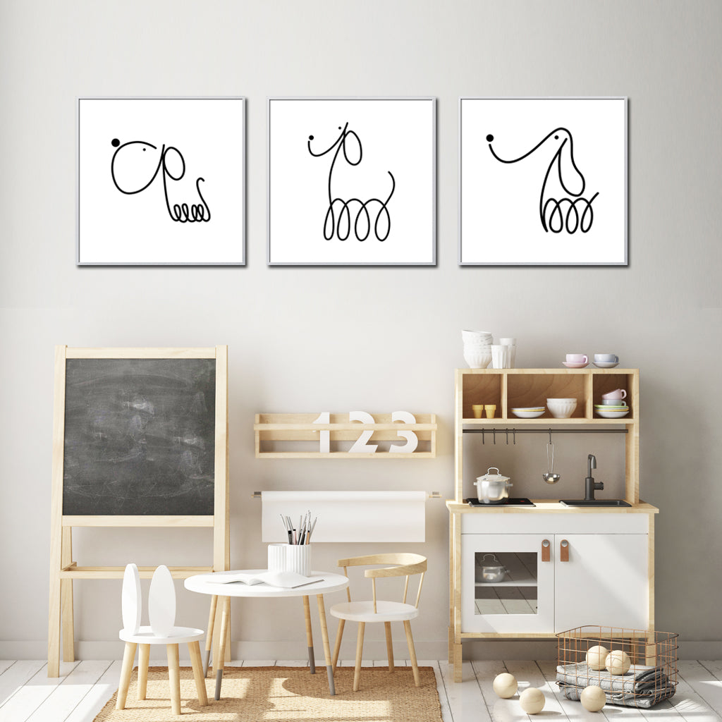 Wall Art - Lind Dogs Square Size (3 sets) - Canvas Prints-Poster Prints