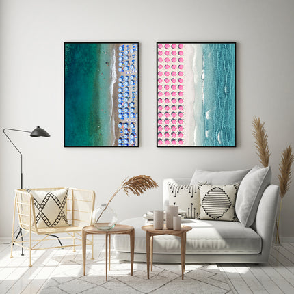 Landscape art prints - Blue Umbrellas - Canvas Prints - Poster Prints