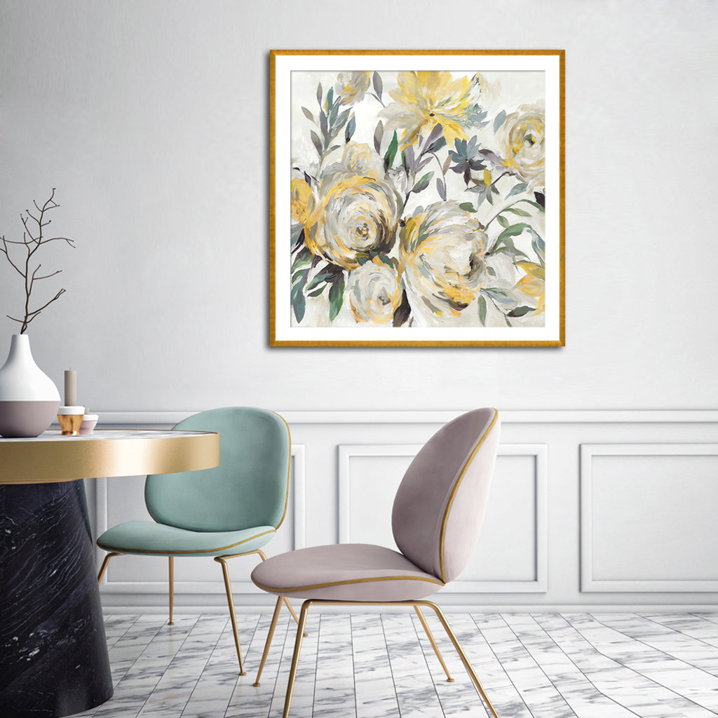 Wall Art - Light Yellow Flowers Watercolor Style - Canvas Prints-Poster Prints