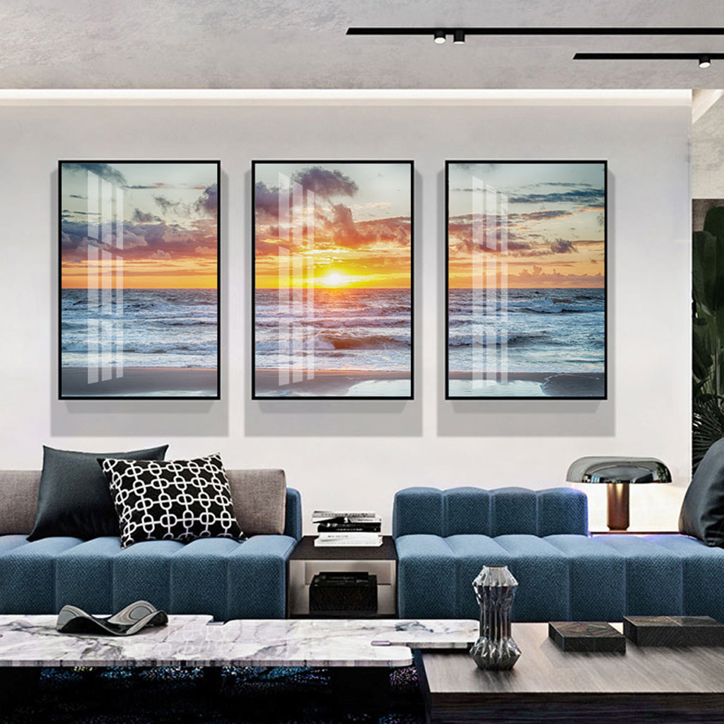 Wall Art prints - Golden sunset by the sea 3 sets - Poster Prints -Canvas Prints
