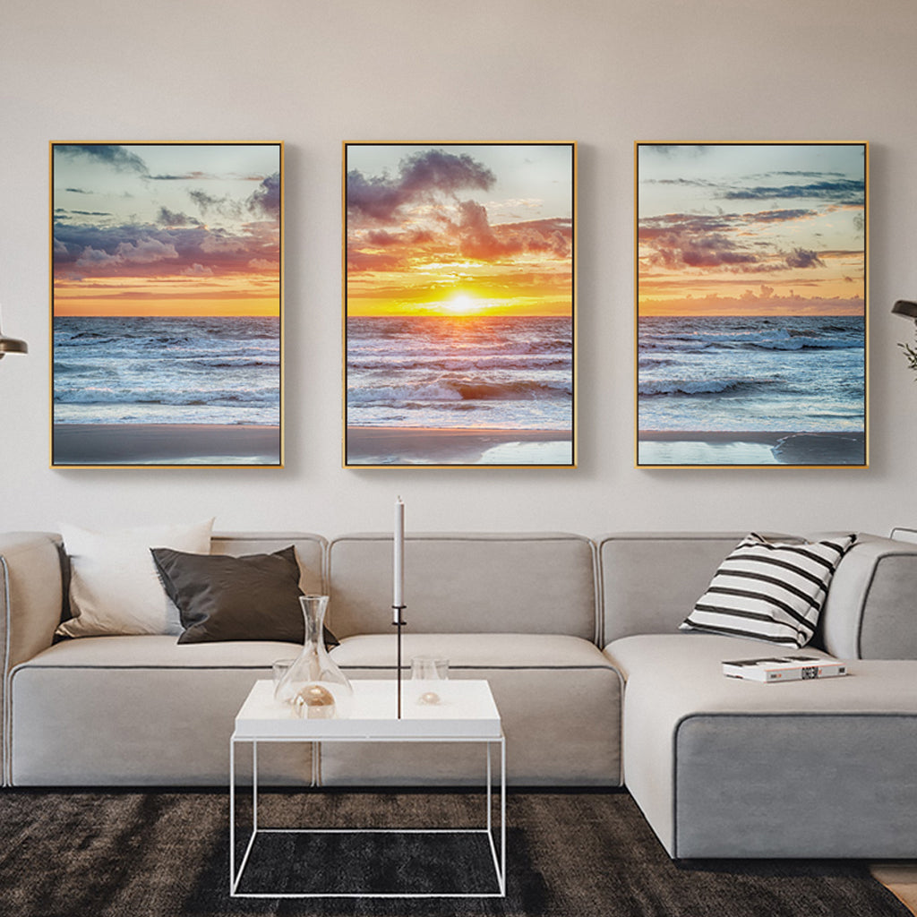 Wall Art prints - Golden sunset by the sea 3 sets - Poster Prints -Canvas Prints