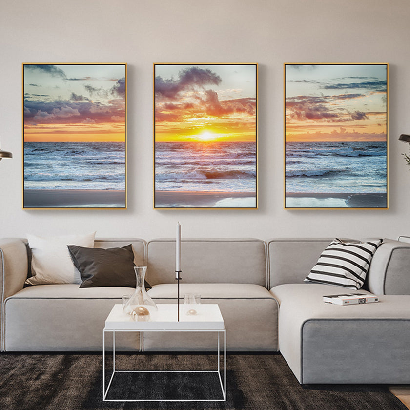 Wall Art prints - Golden sunset by the sea 3 sets - Poster Prints -Canvas Prints