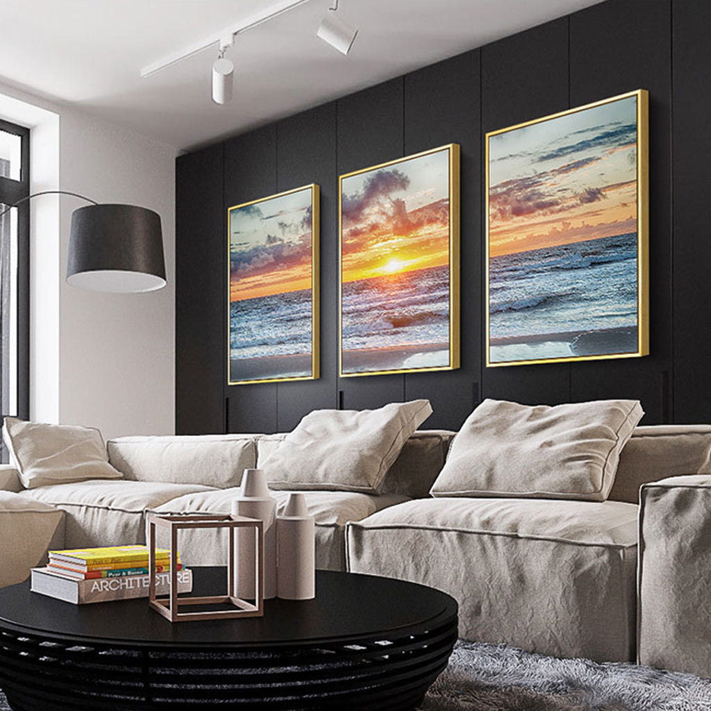 Wall Art prints - Golden sunset by the sea 3 sets - Poster Prints -Canvas Prints