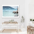 Art prints -Three-brown-wooden-cottage-and-sea- Poster Prints -Canvas Prints