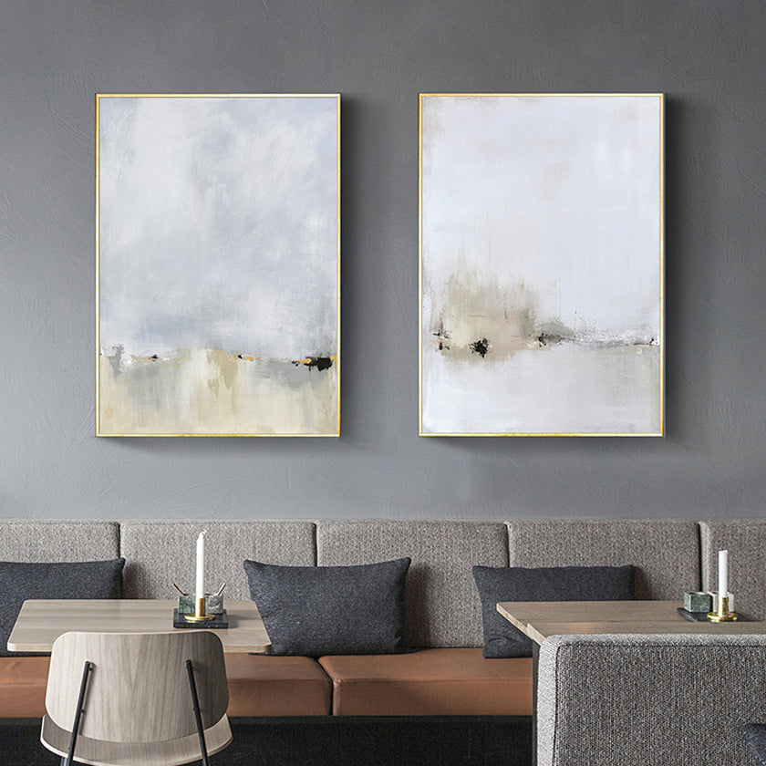 Wall Art prints -Abstract golden white 3 sets - Poster Prints -Canvas Prints