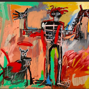 Wall Art - Boy and Dog in a Johnnypump by Basquiat - Canvas Prints-Poster Prints