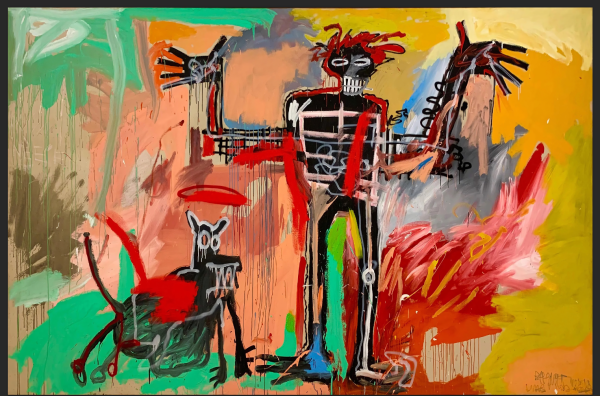 Wall Art - Boy and Dog in a Johnnypump by Basquiat - Canvas Prints-Poster Prints