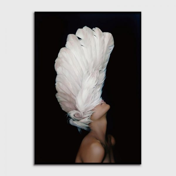 Figures Art - Print Wall Art - Feather girl left - Canvas Prints-Poster Prints - Image 3