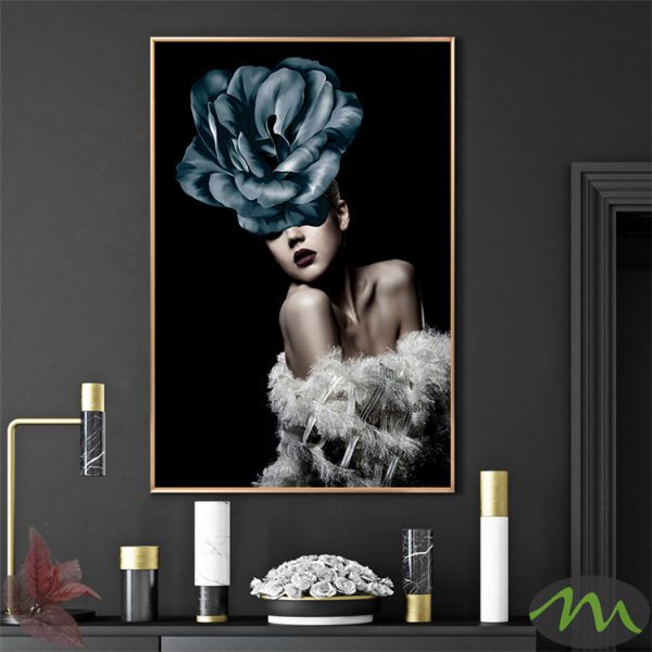 Figures Art - Print Wall Art - Girl and blue flower - Canvas Prints-Poster Prints