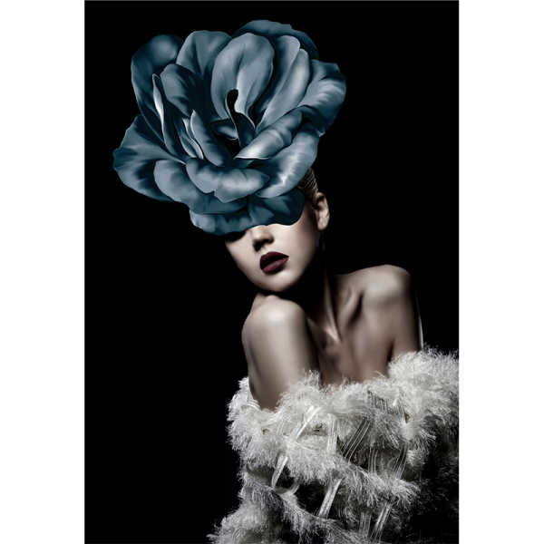 Figures Art - Print Wall Art - Girl and blue flower - Canvas Prints-Poster Prints - Image 3