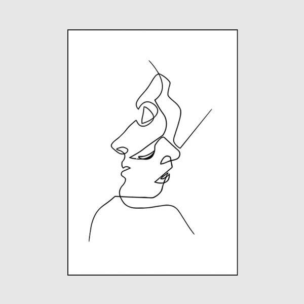Wall Art - Line art kissing - Canvas Prints-Poster Prints - Image 2