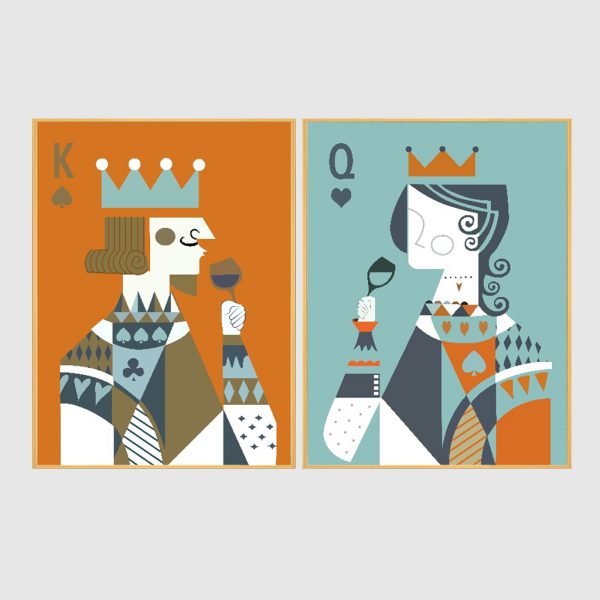 Figures Art - Print Wall Art - Poker King and Queen - Canvas Prints-Poster Prints - Image 2