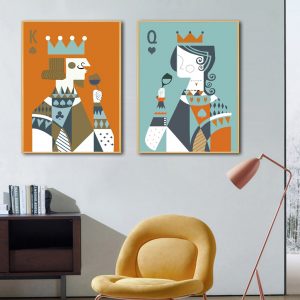 Figures Art - Print Wall Art - Poker King and Queen - Canvas Prints-Poster Prints