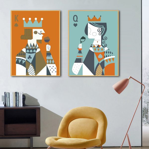 Figures Art - Print Wall Art - Poker King and Queen - Canvas Prints-Poster Prints