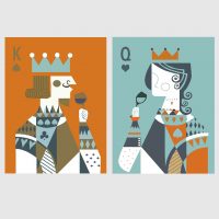 Figures Art - Print Wall Art - Poker King and Queen - Canvas Prints-Poster Prints - Image 3